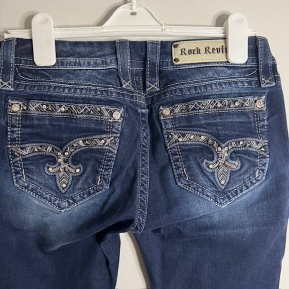Rock Revival Women's Jazlyn Boot Cut Jeans Embroidered Rhinestones Size 29 - Picture 6 of 7
